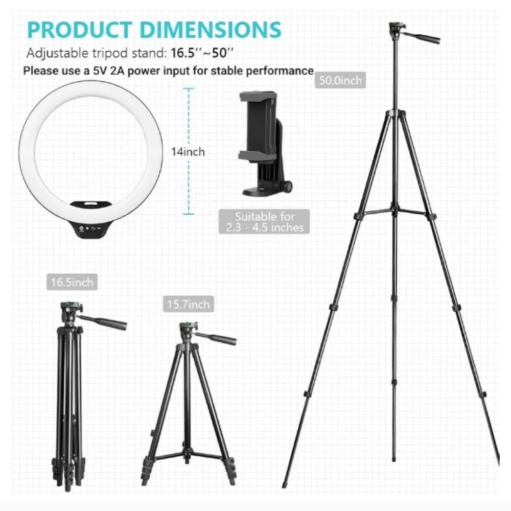LED Ring Light with Black Tripod and Remote Control - Picture 3 of 9